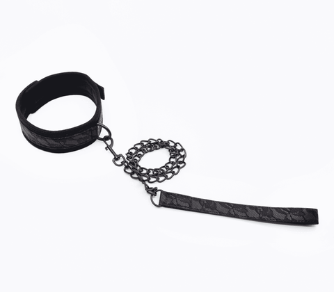 Berlin Baby Lace Printed BDSM Leather Collar - Collars and Leads