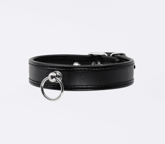 Berlin Baby Thin Padded Faux Leather Bondage Collar - Collars and Leads