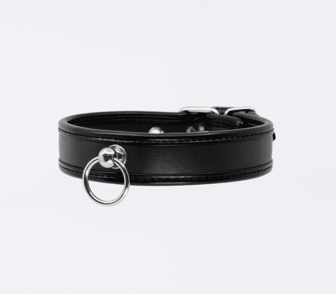 Berlin Baby Thin Padded Faux Leather Bondage Collar - Collars and Leads