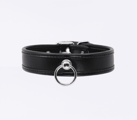 Berlin Baby Thin Padded Faux Leather Bondage Collar - Collars and Leads