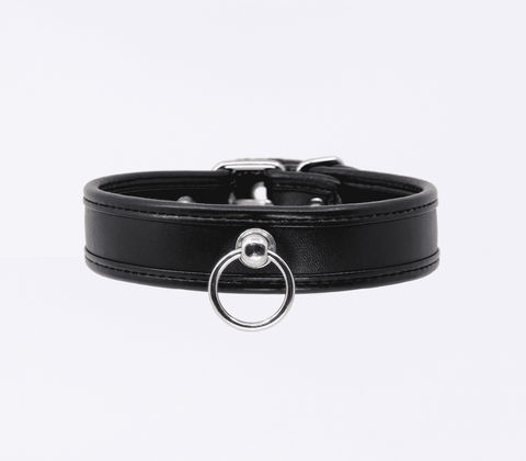 Berlin Baby Thin Padded Faux Leather Bondage Collar - Collars and Leads