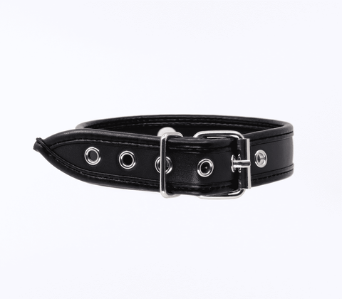 Berlin Baby Thin Padded Faux Leather Bondage Collar - Collars and Leads