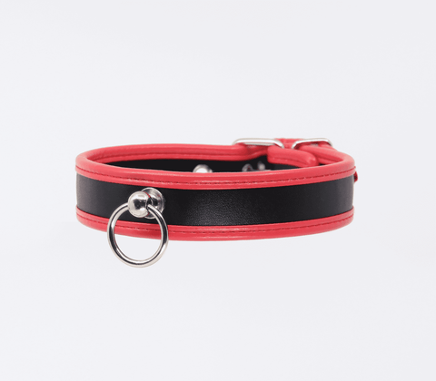 Berlin Baby Thin Padded Faux Leather Bondage Collar - Collars and Leads