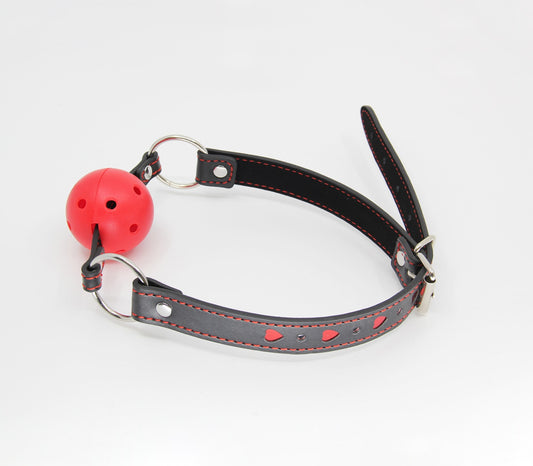 Berlin Baby Heart Inlay Faux Beather BDSM Gag - Bondage Gags and Bits