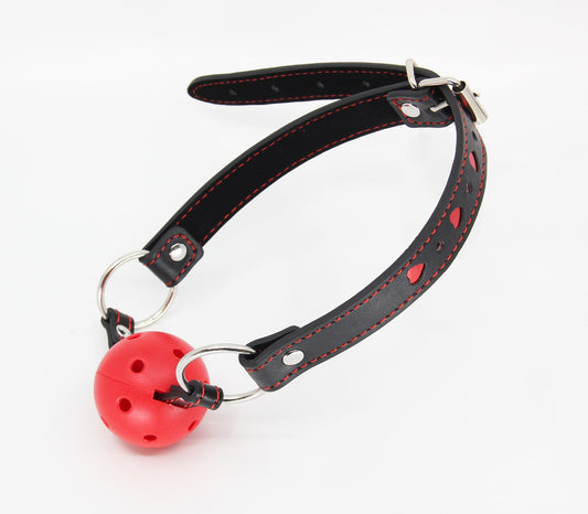 Berlin Baby Heart Inlay Faux Beather BDSM Gag - Bondage Gags and Bits