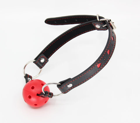 Berlin Baby Heart Inlay Faux Beather BDSM Gag - Bondage Gags and Bits