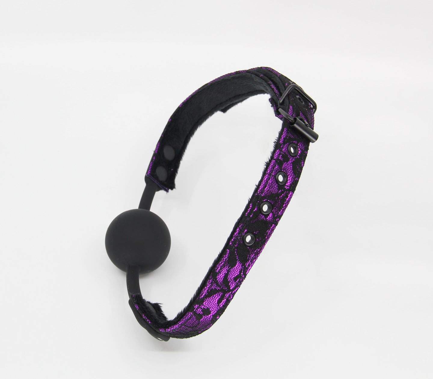 Berlin Baby Satin & Lace Silicone Ball Gag Purple Bondage Gags and Bits