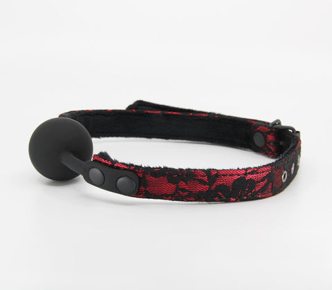 Berlin Baby Satin & Lace Silicone Ball Gag - Bondage Gags and Bits