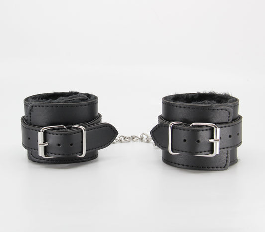 Berlin Baby Faux Fur Lined Leatherette Wrist Restraint Cuffs And Restraints