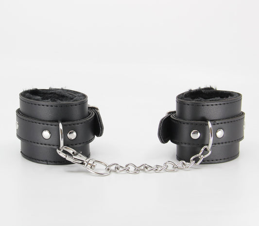 Berlin Baby Faux Fur Lined Leatherette Wrist Restraint Black Cuffs And Restraints