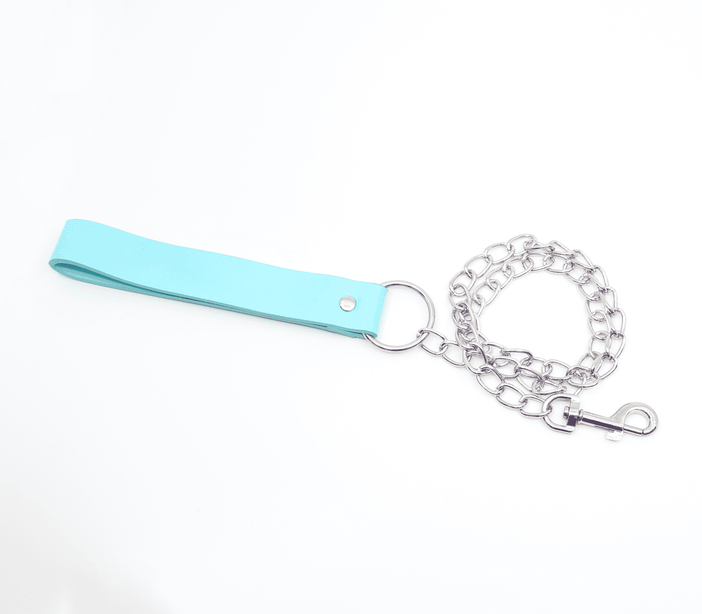 Berlin Baby Turquoise Leather Handle Chain Lead Collars and Leads