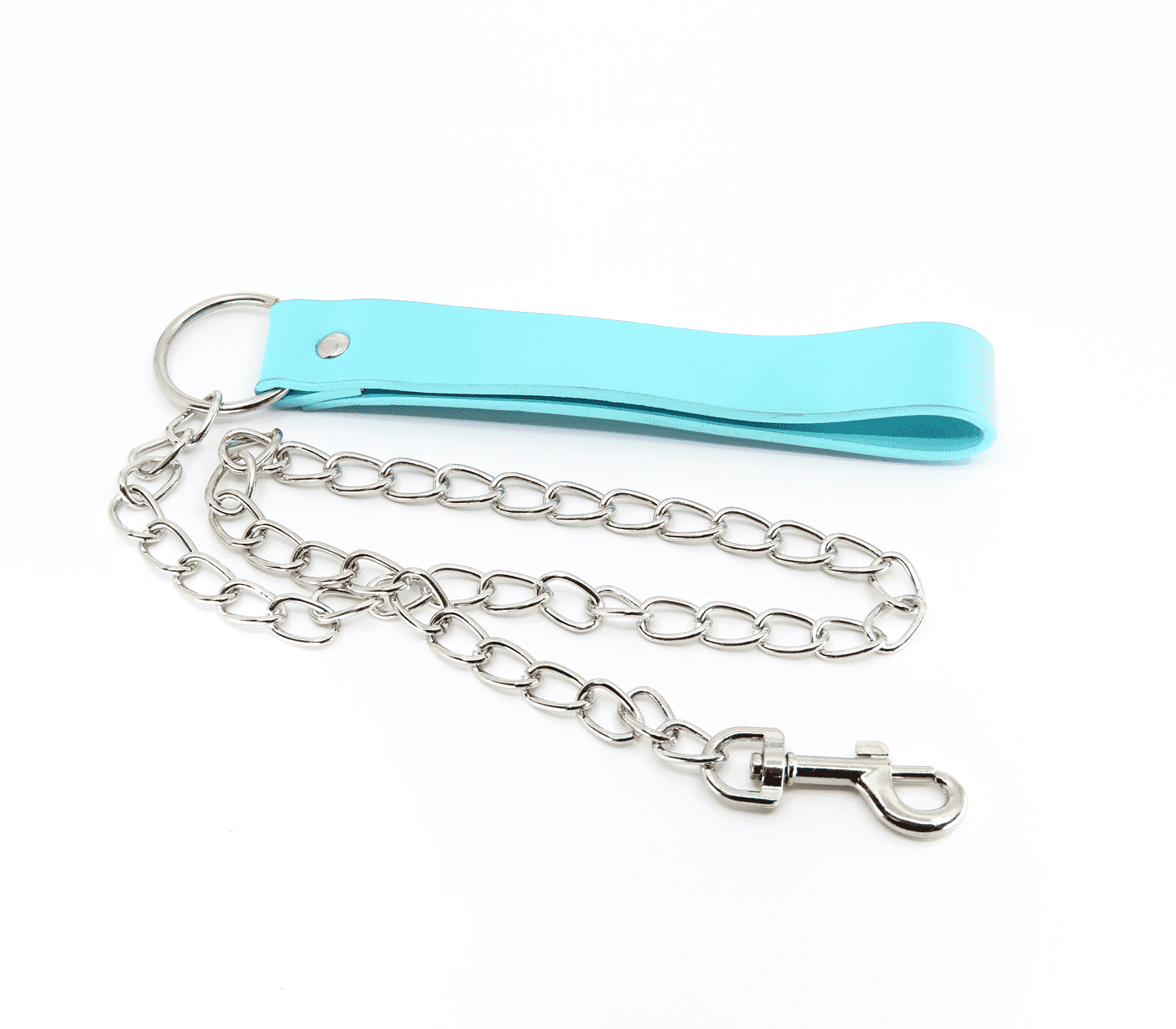 Berlin Baby Turquoise Leather Handle Chain Lead Collars and Leads