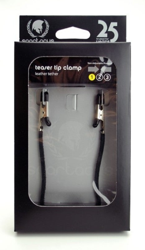 Blackline Endurance Teaser Clamps - Leather Tether - Nipple and Clit Clamps
