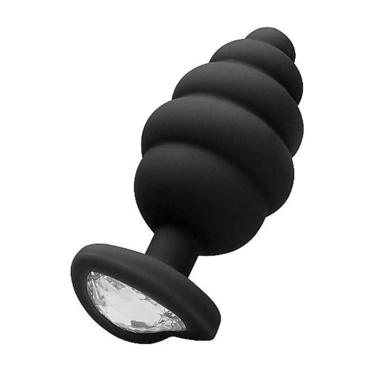 OUCH! XL Ribbed Diamond Heart Plug - Indulge in Luxury - Butt Plugs
