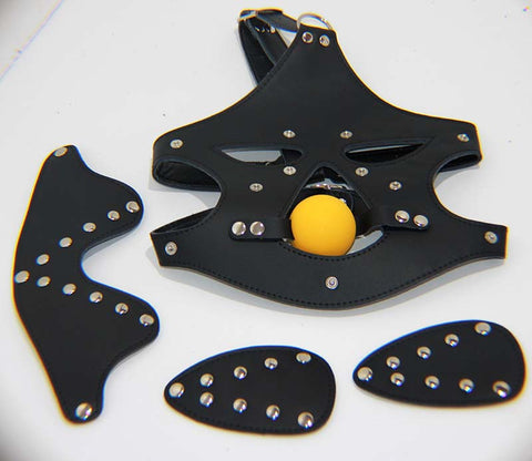 Bondage Mask with Blindfold and Ball Gag - Bondage Gags and Bits