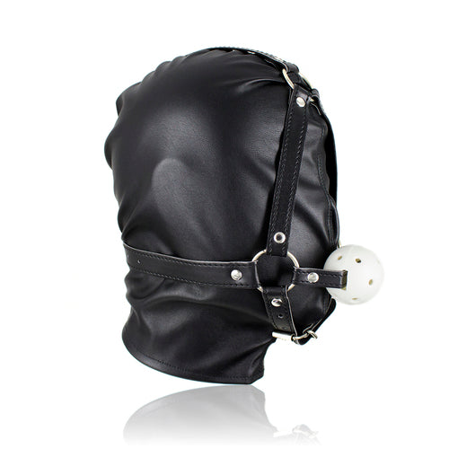 Bondage Supplies Full Head Hood With Mouth Gag Bondage Gags and Bits