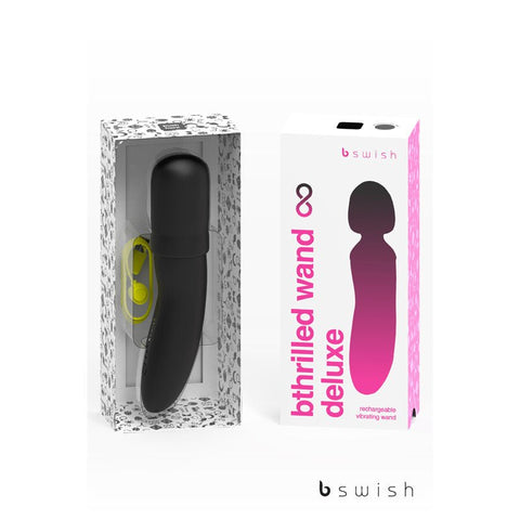 B Swish Bthrilled Premium Noir USB Rechargeable Body Wand Massager Black - Body Wands
