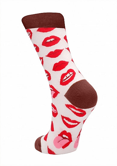 Shots Toys Lip Love Print Premium Sexy Socks - Party Gifts and Novelties