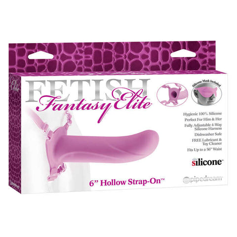 Fetish Fantasy Elite 7 Inch Hollow Strap-On Dildo Pink - Strap On Sextoys