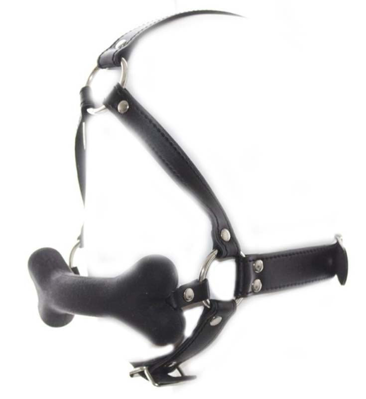 Canine Silicone Bone Gag with Head Harness Bondage Gags and Bits