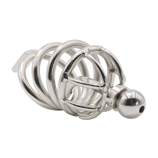 Chastity Cage Urethral Tube With Anal Plug - Male Chastity