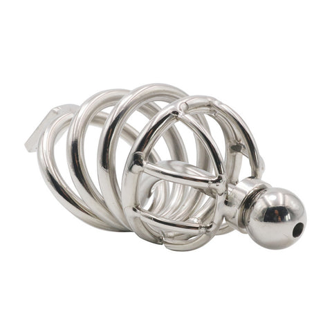 Chastity Cage Urethral Tube With Anal Plug - Male Chastity