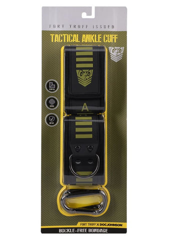 Doc Johnson Fort Troff Tactical BDSM Ankle Cuffs Black/Green - Cuffs And Restraints