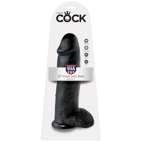 King Cock 12 Inch Suction Cup Realistic Dildo with Balls - Realistic Dildos