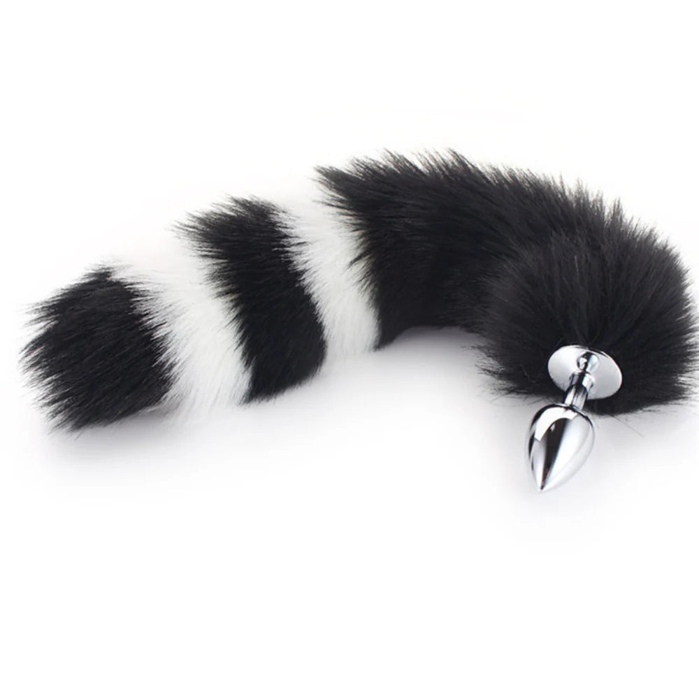 Colorful Fox Tail Metal Anal Plug Large Steel Sex Toys