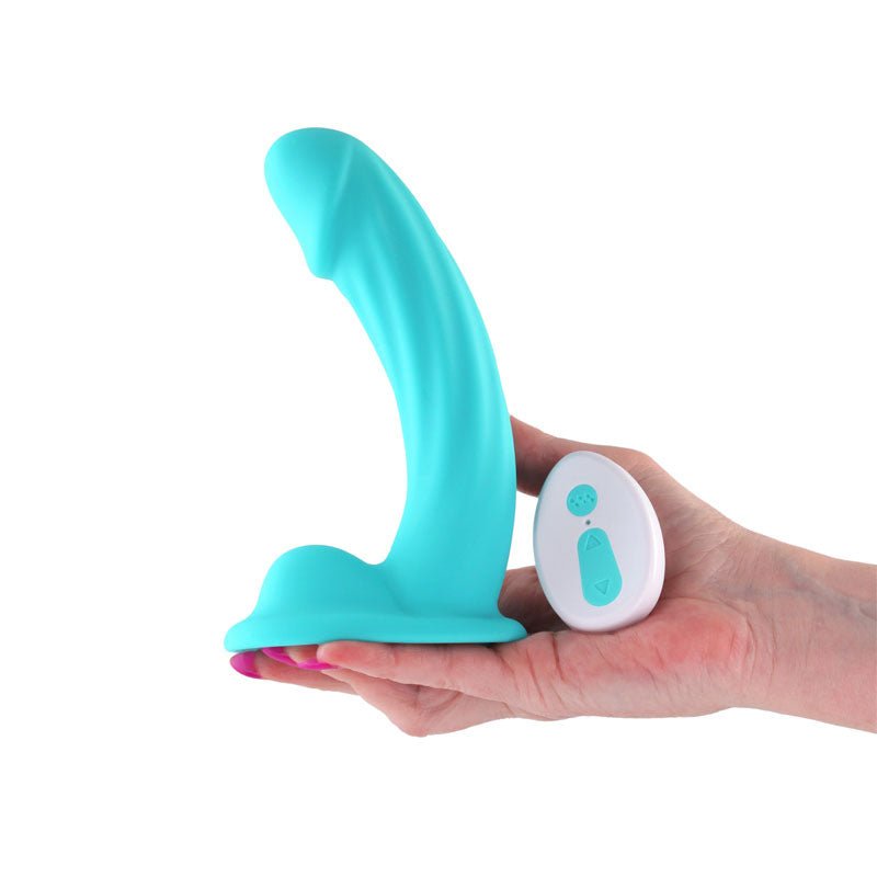NS Novelties 6 Inches Remote Controlled Vibrating Dildo Teal Vibrating Dildos