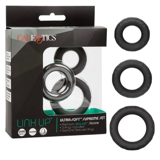 Link Up Ultra-Soft Supreme Stretchy Cock Ring Set - Ball and Cock Toys