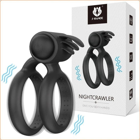 Nightcrawler Cock Ring with Double Ring - Ball and Cock Toys