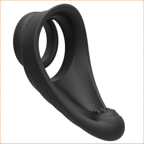 Silicone Dual Penis Ring with Taint Teaser - Ball and Cock Toys
