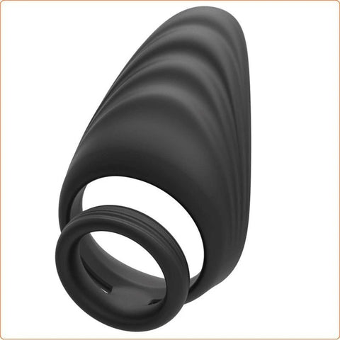 Silicone Dual Penis Ring with Taint Teaser - Ball and Cock Toys