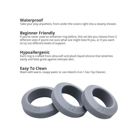 Adam & Eve Pleasure Enhancing Cock Ring Set - Ball and Cock Toys