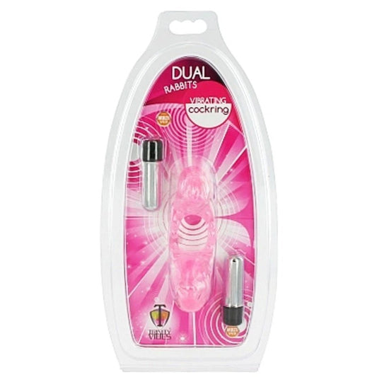Trinity Vibes Dual Rabbits Vibrating Cockring - Cock Rings