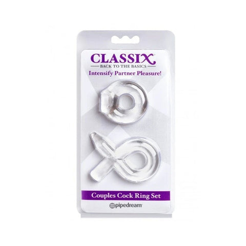 Pipedream Classix Couples Cock Ring Set Clear - Ball and Cock Toys