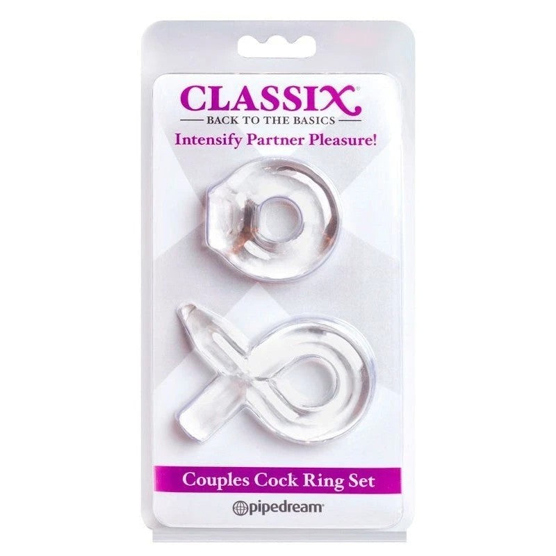 Pipedream Classix Couples Cock Ring Set Clear Ball and Cock Toys