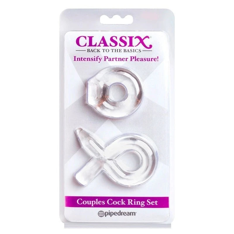 Pipedream Classix Couples Cock Ring Set Clear Ball and Cock Toys