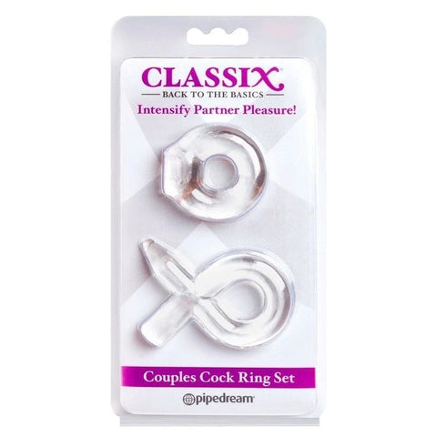 Pipedream Classix Couples Cock Ring Set Clear - Ball and Cock Toys
