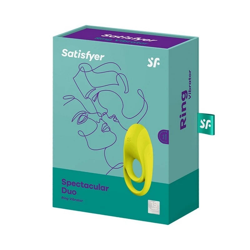 Satisfyer Spectacular Duo Vibrating Silicone Cock Ring Light Green Ball and Cock Toys