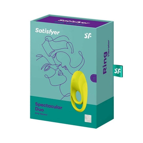 Satisfyer Spectacular Duo Vibrating Silicone Cock Ring Light Green - Ball and Cock Toys
