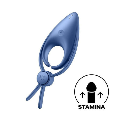 Satisfyer Sniper Waterproof Vibrating Mens Cock Ring Blue - Ball and Cock Toys