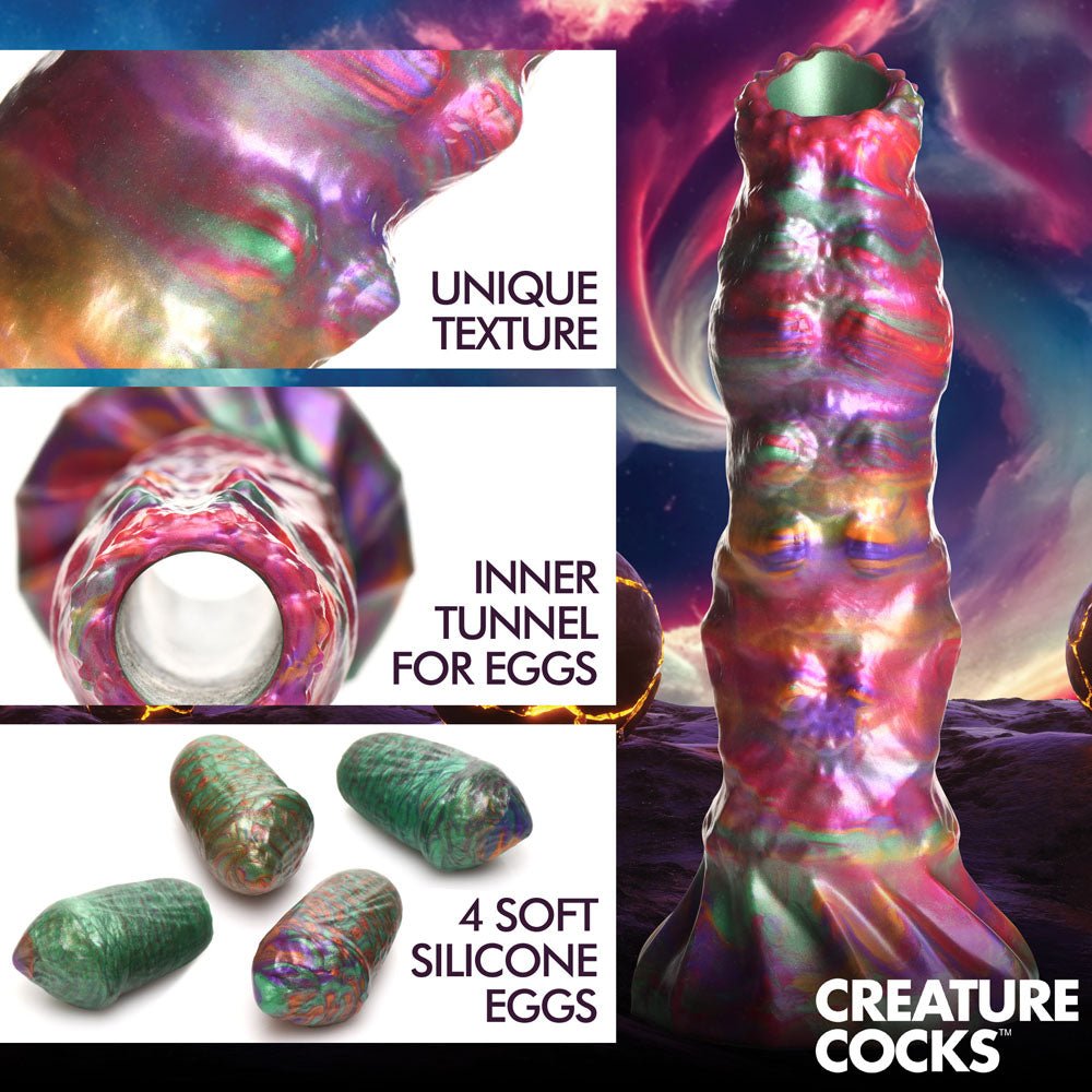 XR Brands Creature Cocks Larva Coloured Silicone Fantasy Dildo with Eggs 22.9cm Realistic Dildos