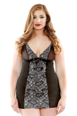 CURVE Floral Panel Chemise & G-String - Babydolls and Chemises