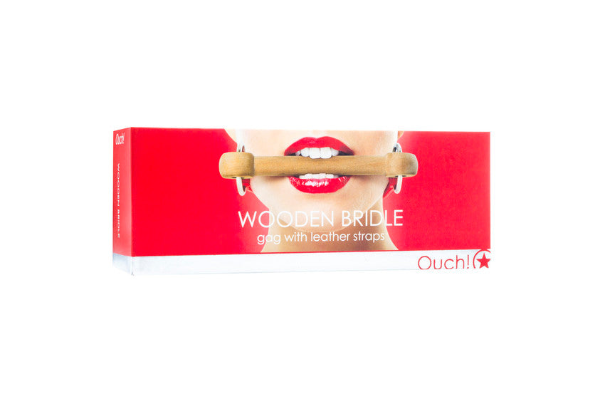 Shots Toys Wooden Bridle Bondage Gag with Straps - Bondage Gags and Bits