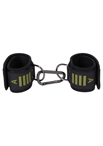 Doc Johnson Fort Troff Tactical BDSM Ankle Cuffs Black/Green - Cuffs And Restraints