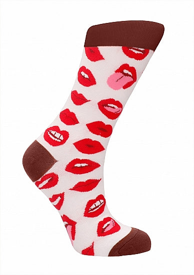 Shots Toys Lip Love Print Premium Sexy Socks - Party Gifts and Novelties