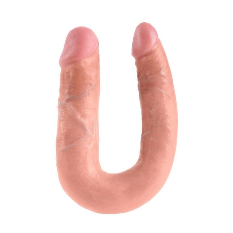King Cock U Shaped Double Trouble Realistic Dildo Flesh Double Ender