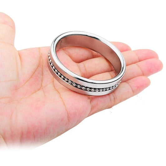 Silver Metal Cock Ring with Grooves - Cock Rings